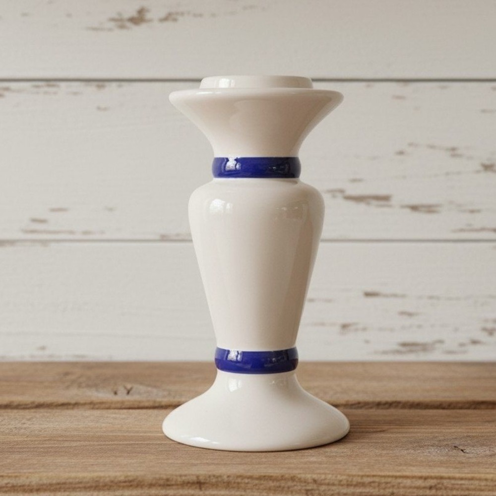 Ceramic Classic Style Taper Candleholder, Vintage‎ Blue/White Candlestick Holder